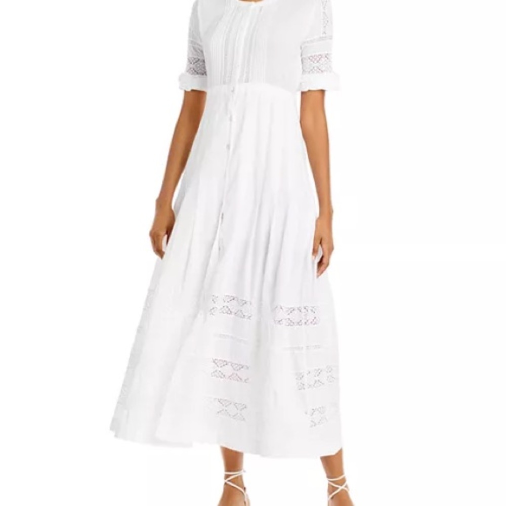 GAP White Pleated Sundress with Puff Sleeves